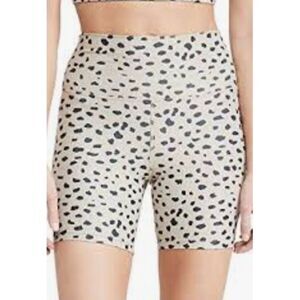 Leopard Print Biker Shorts Size 1X Cream & Black Spandex Shorts NWOT